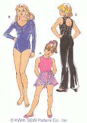 2678 GIRLS STRETCH LEOTARDS,PANTS, SHEER SKIRT PATTERN 4-7